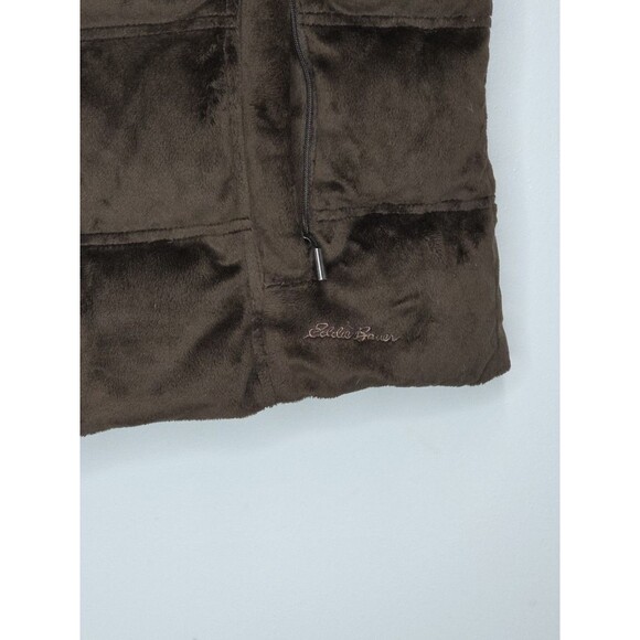 Eddie Bauer Premium Goose Down Full Zip Quilted Brown Vest - Size XL Soft Fuzzy - Picture 3 of 7